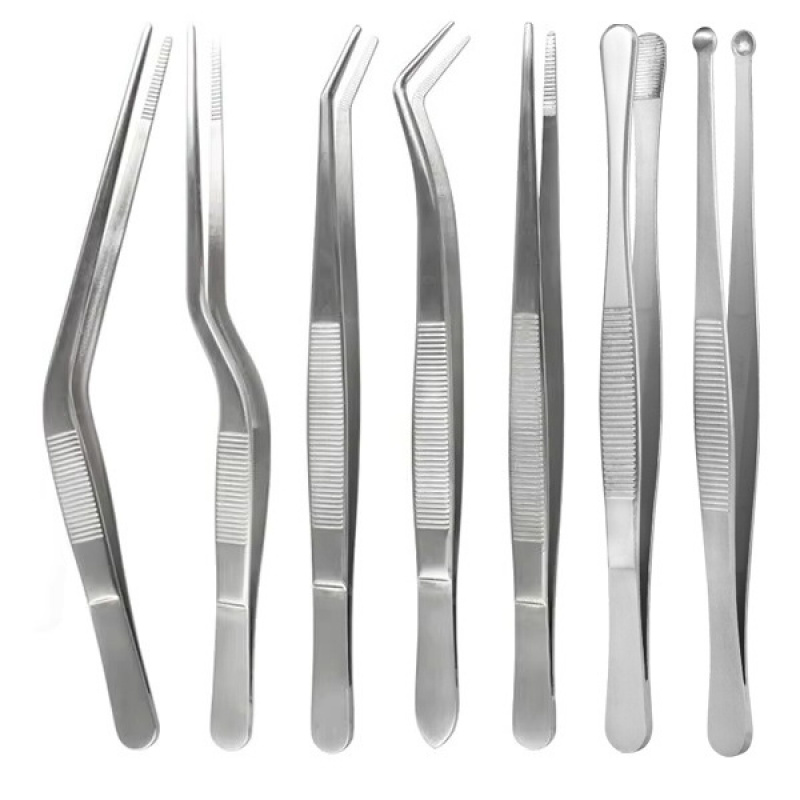 Kitchen Baking Utensils - Stainless Steel Plating Tongs Pro Chef