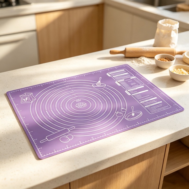 Kitchen Baking Counter - Non-Stick Silicone Pastry Mat Purple with