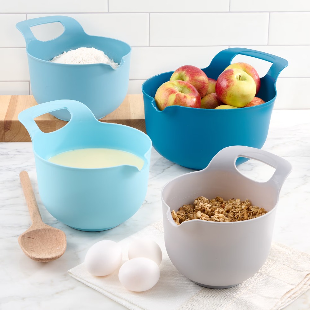 Kitchen Baking Utensils - Nesting Plastic Mixing Bowls Set of