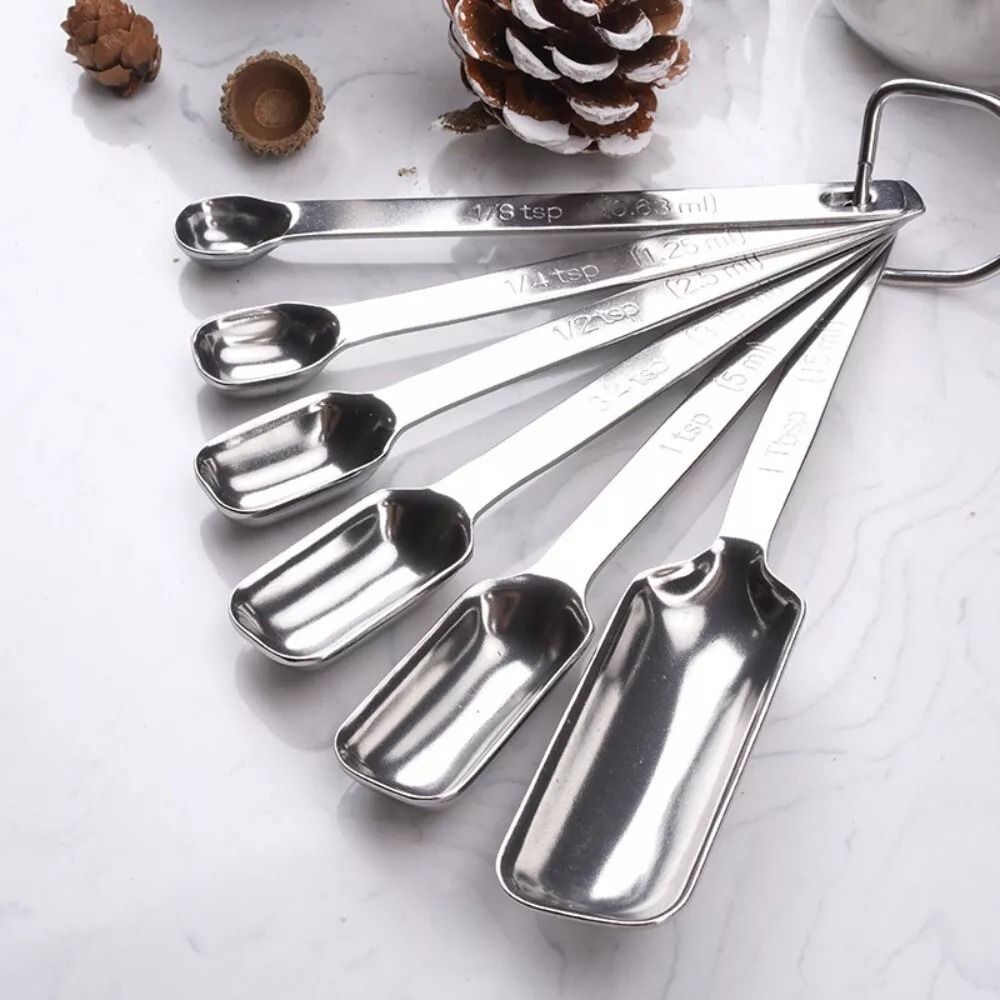Kitchen Baking Utensils - 6Pcs Stainless Steel Measuring Spoons with