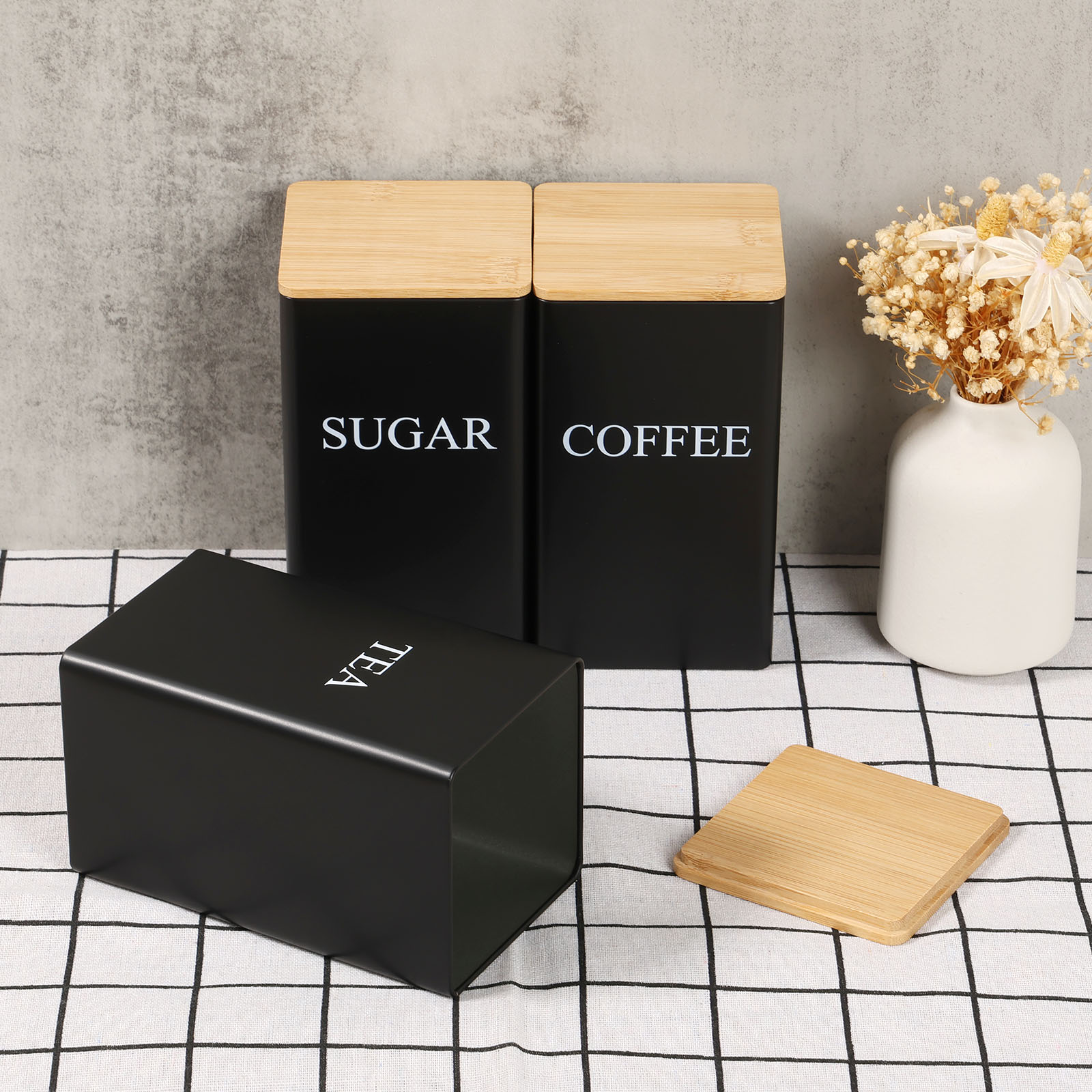 3Pcs Coffee Bean Tea Sugar Jar - đánh giá và giá Kitchen Bank