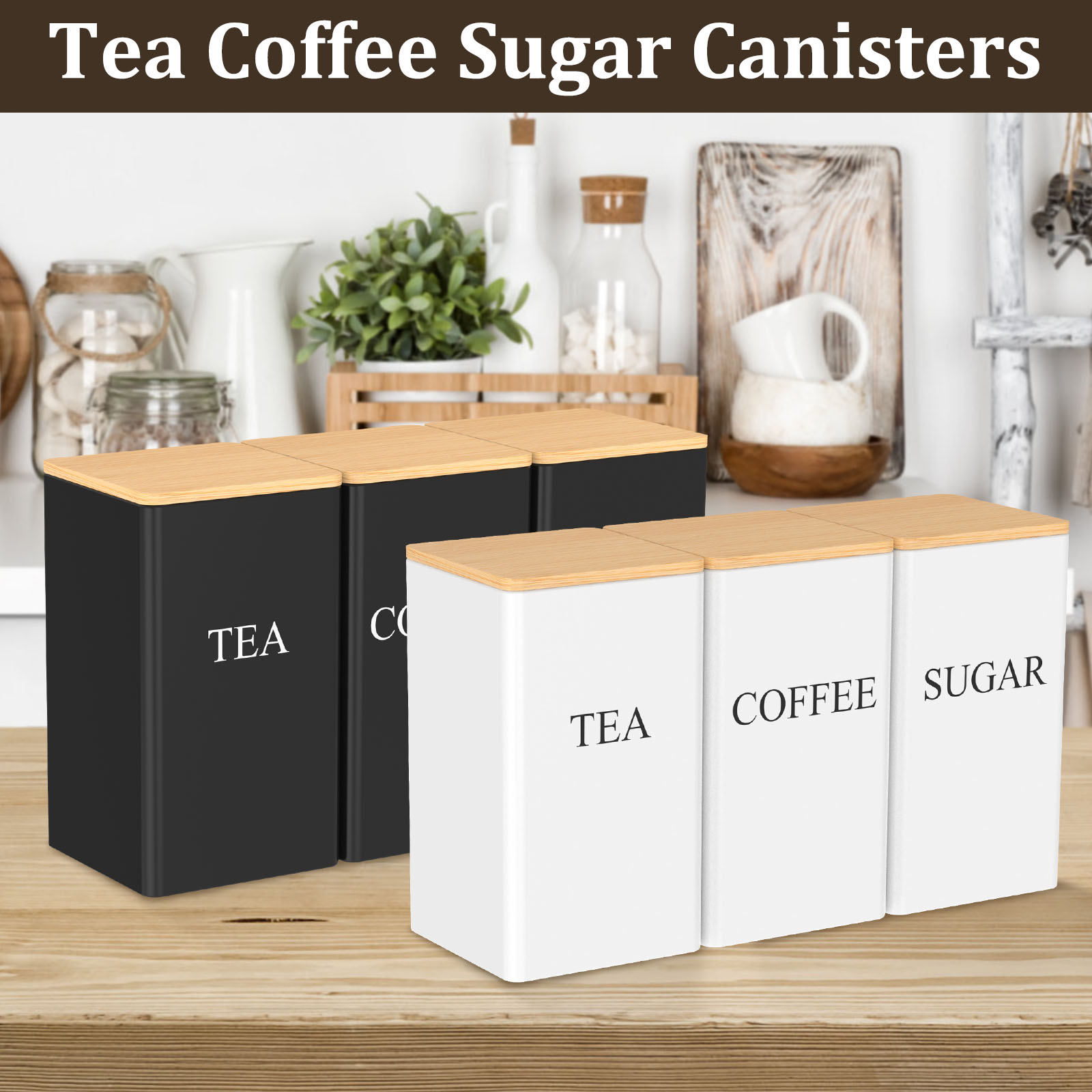 3Pcs Coffee Bean Tea Sugar Jar - đánh giá và giá Kitchen Bank