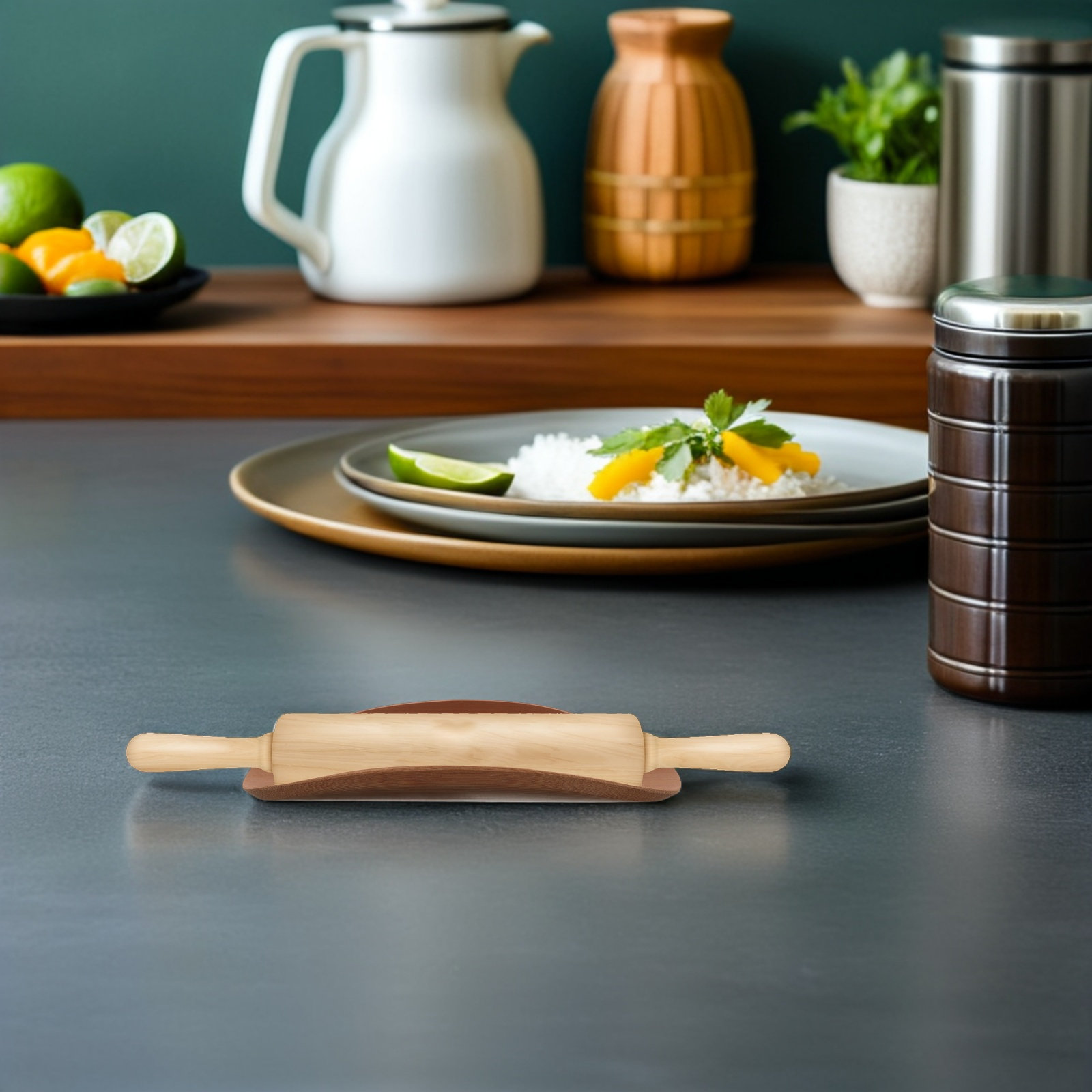 Solid Wood Rolling Pin Holder  - đánh giá và giá Kitchen Baking Counter