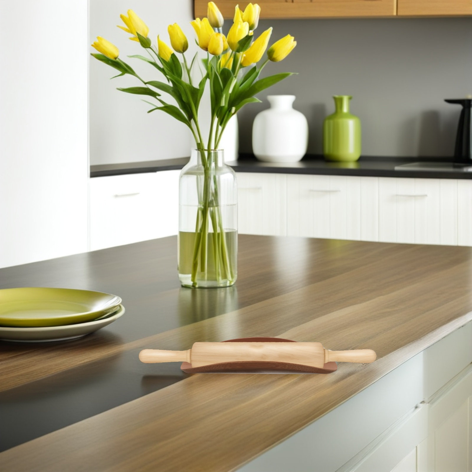 Solid Wood Rolling Pin Holder  - đánh giá và giá Kitchen Baking Counter