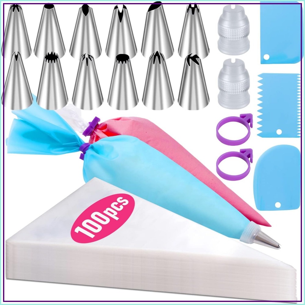 100 Pcs Disposable Pastry Bags - đánh giá và giá Decorating Tip Set