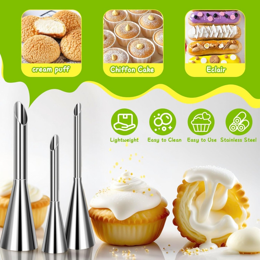 Long Cream Puff Piping Tips Se - đánh giá và giá Decorating Tip Set