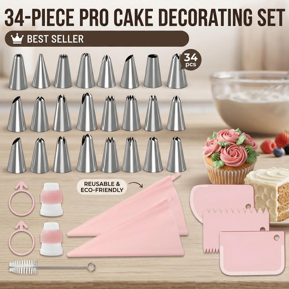 34pcs Piping Tips Set with TPU - đánh giá và giá Decorating Tip Set