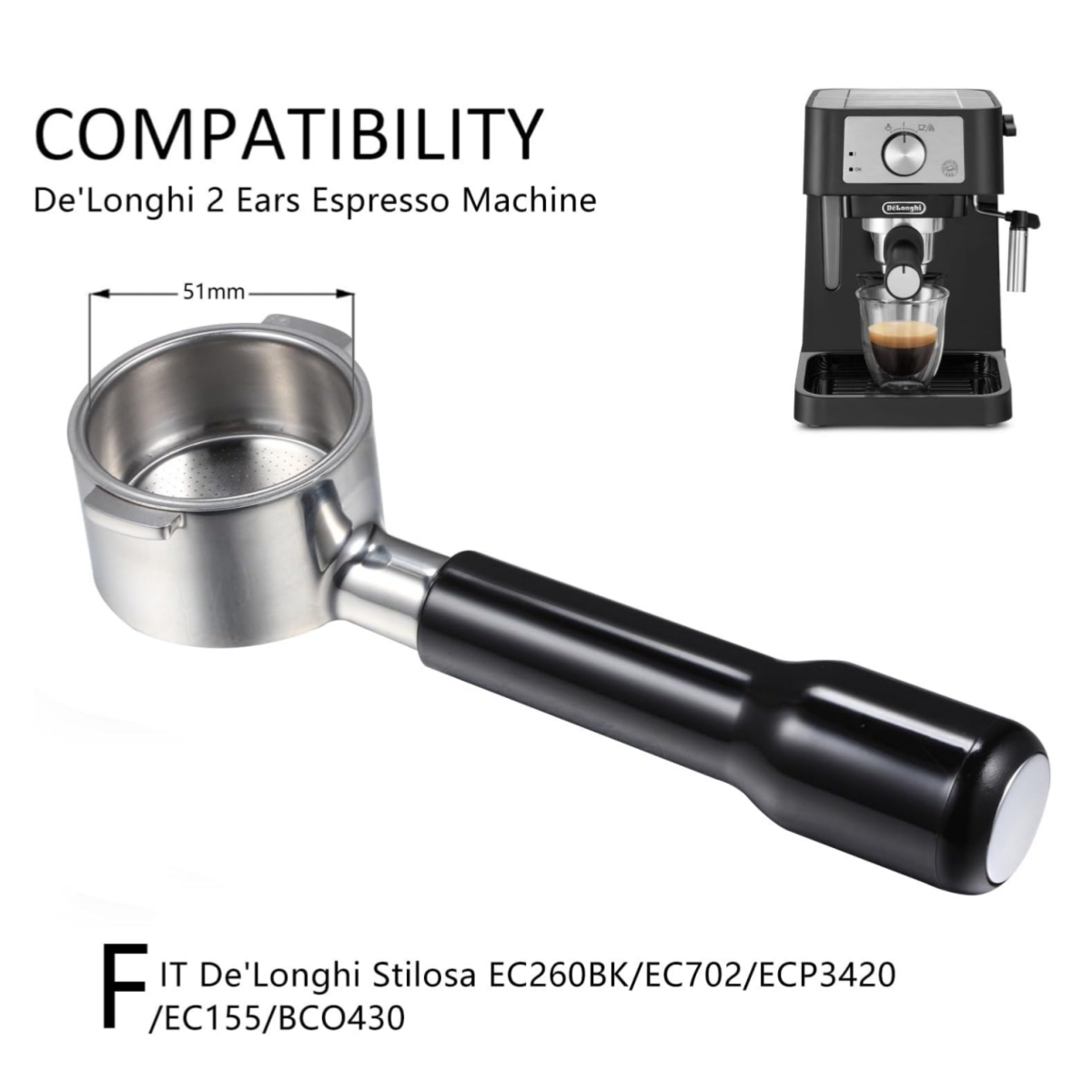51mm Bottomless Portafilter 2  - đánh giá và giá Delonghi Espresso Ecp3420