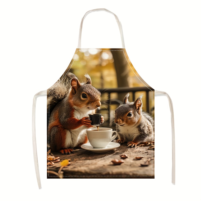 Linen Apron Squirrel Coffee Sc - đánh giá và giá Kitchen Baking Gift Ideas