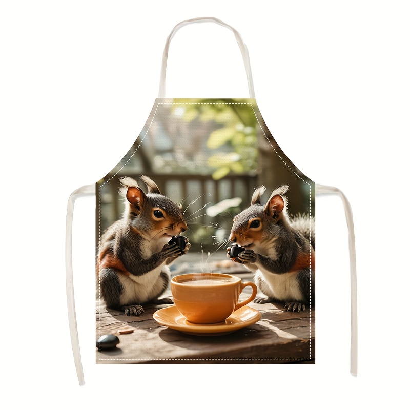 Linen Apron Squirrel Coffee Sc - đánh giá và giá Kitchen Baking Gift Ideas