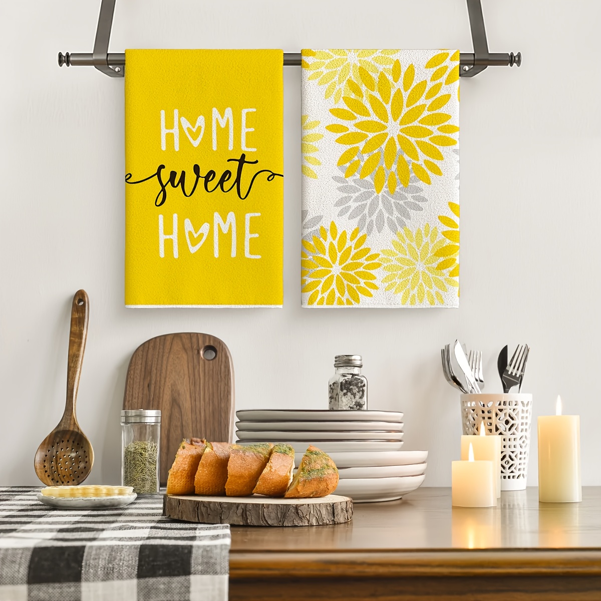 4Pcs, Yellow Striped Kitchen T - đánh giá và giá Kitchen Baking Necessities