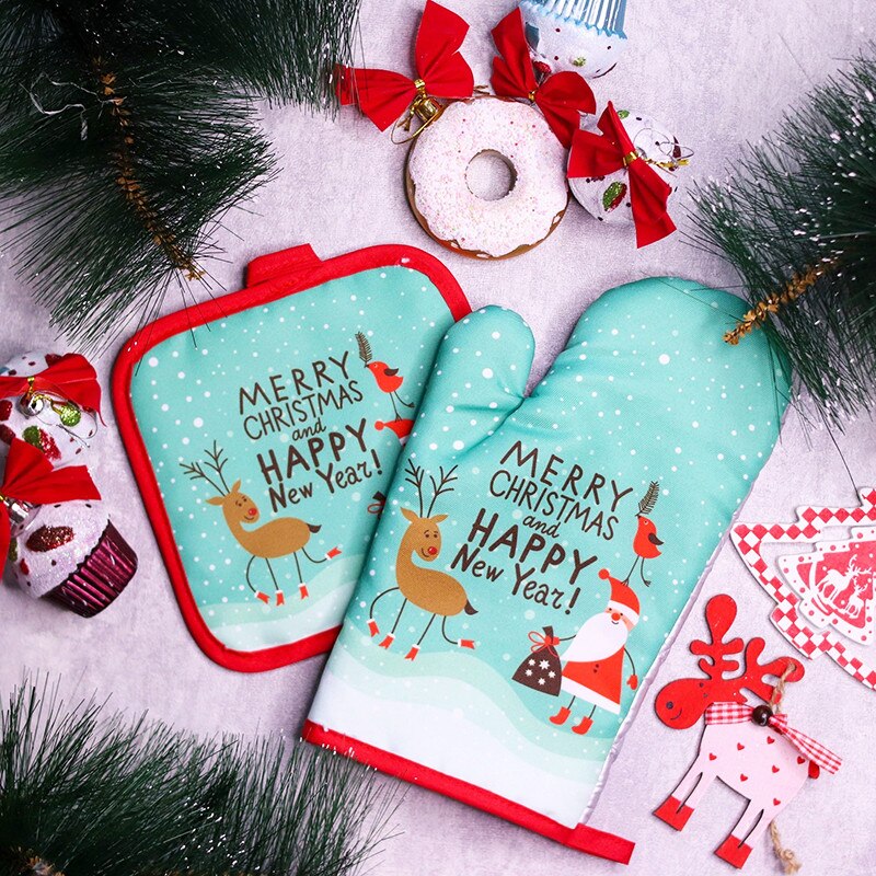 2pcs/set Christmas Oven Mitts  - đánh giá và giá Kitchen Baking Ware