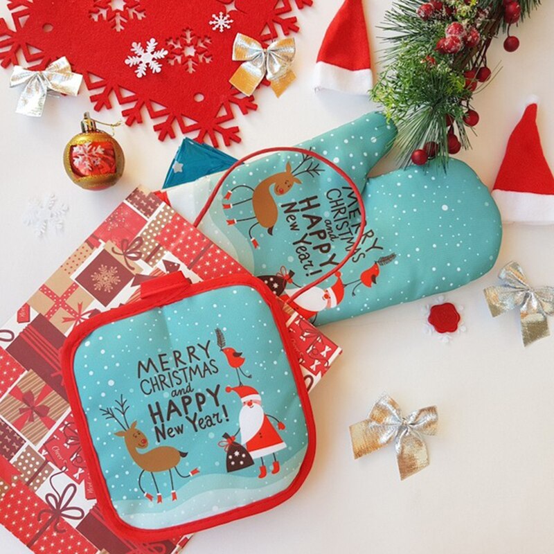 2pcs/set Christmas Oven Mitts  - đánh giá và giá Kitchen Baking Ware