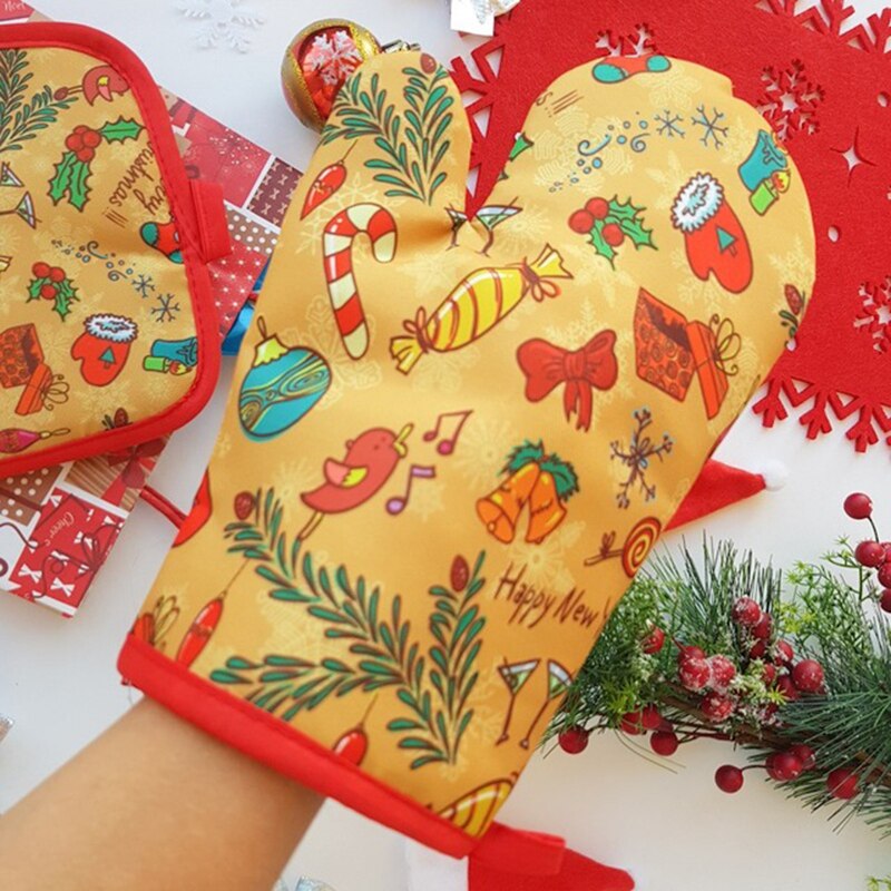 2pcs/set Christmas Oven Mitts  - đánh giá và giá Kitchen Baking Ware